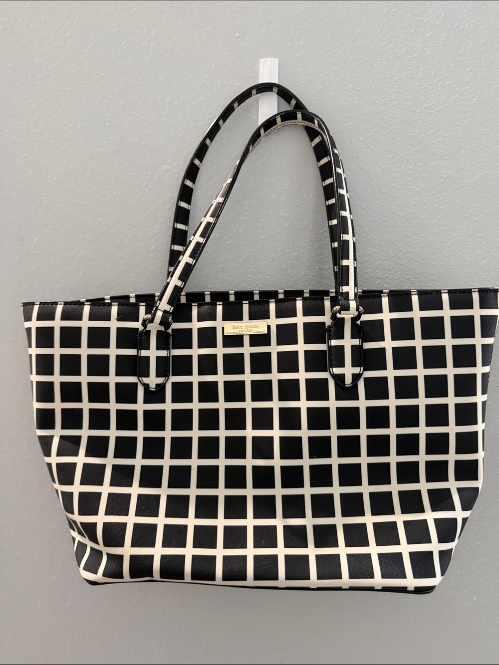 kate spade Black and White Windowpane Tote
